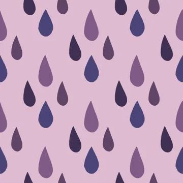 Seamless pattern with raindrops on purple background. Simple design with drops. Illustrazione stock