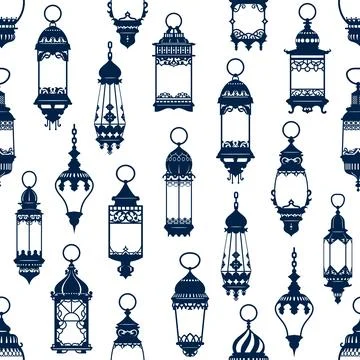 Seamless pattern of ramadan arab lanterns or lamps Stock Illustration
