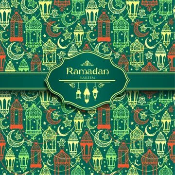 Seamless pattern of Ramadan Kareem lanterns. Happy Ramadan background Stock Illustration