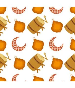 Seamless pattern with ramadan theme Stock Illustration