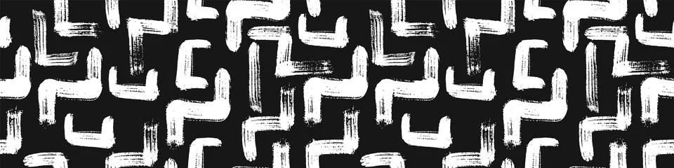 Seamless pattern with random handdrawn smears forming a geometric maze Stock Illustration