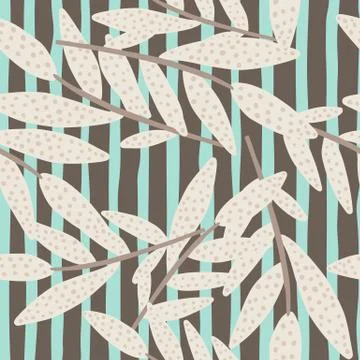 Seamless pattern with random location pink branches on dark brown background  Illustrazione stock