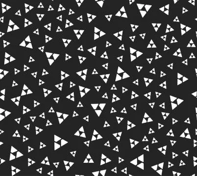 Seamless pattern with random, segmented triangles - Abstract monochrome geome Stock Illustration