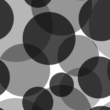 Seamless pattern of randomly arranged circles black on white Stock Illustration