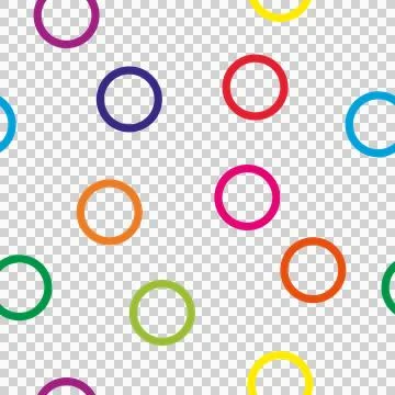 Seamless pattern of randomly arranged multicolored rings. Elegant children'.. Stock Illustration