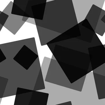 Seamless pattern of randomly arranged squares of black on white Stock Illustration