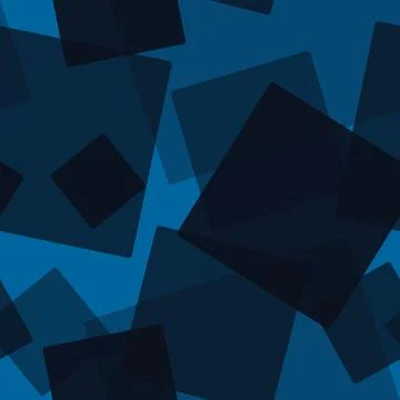 Seamless pattern of randomly arranged squares of black on blue Stock Illustration