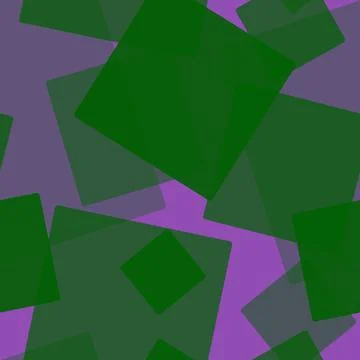 Seamless pattern of randomly arranged squares of green on lilac Stock Illustration