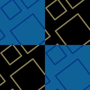 Seamless pattern of randomly arranged squares of blue,black,beige Stock Illustration