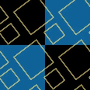 Seamless pattern of randomly arranged squares of blue,black,beige Stock Illustration