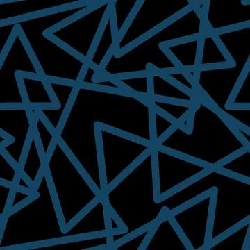 Seamless pattern of randomly arranged triangle of blue on black Stock Illustration