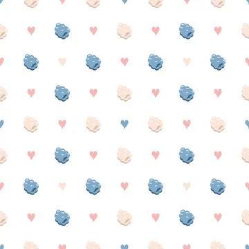 Seamless pattern with raspberries and hearts Illustrazione stock