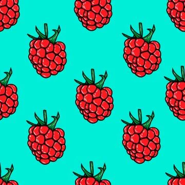 Seamless pattern with raspberries. Design element for poster, flyer, card, ba Illustrazione stock