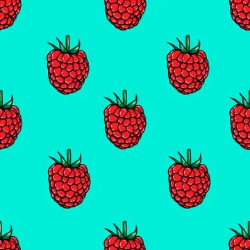 Seamless pattern with raspberries. Design element for poster, flyer, card, ba Illustrazione stock