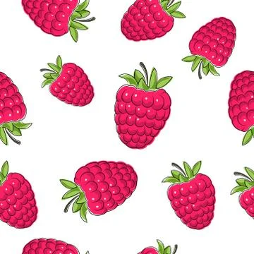 Seamless Pattern of Raspberries Illustrazione stock