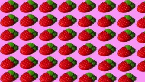 Seamless pattern of raspberries isolated on a pink background in 4K Stock Footage 221466116