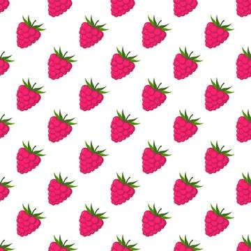 Seamless pattern of raspberries white background. 스톡 일러스트