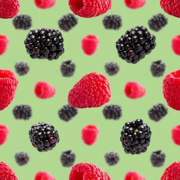 Seamless pattern with raspberry and bramble. pattern for package design Stock Photos