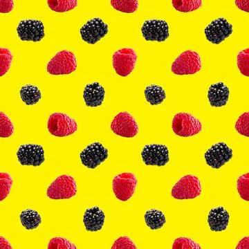 Seamless pattern with raspberry and bramble. pattern for package design 스톡 사진