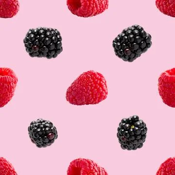 Seamless pattern with raspberry and bramble. pattern for package design Stock Photos