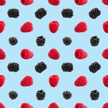 Seamless pattern with raspberry and bramble. pattern for package design Stock Photos