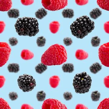 Seamless pattern with raspberry and bramble. pattern for package design 스톡 사진