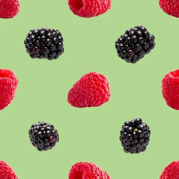 Seamless pattern with raspberry and bramble. pattern for package design 스톡 사진