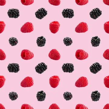 Seamless pattern with raspberry and bramble. pattern for package design Stock Photos