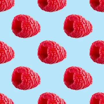 Seamless pattern with raspberry. Berries abstract background. Raspberry pattern Stock Photos