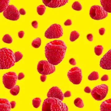 Seamless pattern with raspberry. Berries abstract background. Raspberry pattern Stock Photos