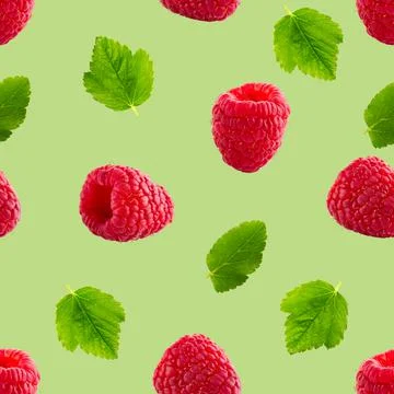 Seamless pattern with raspberry. Berries abstract background. Raspberry pattern Stock Photos