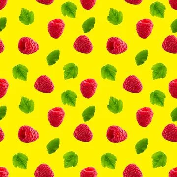 Seamless pattern with raspberry. Berries abstract background. Raspberry pattern Stock Photos