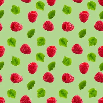 Seamless pattern with raspberry. Berries abstract background. Raspberry pattern Stock Photos