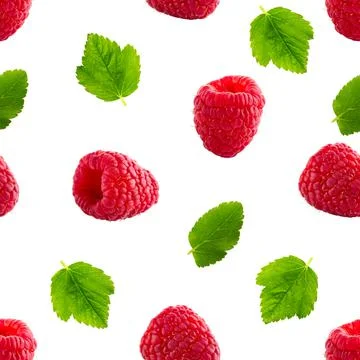 Seamless pattern with raspberry. Berries abstract background. Raspberry pattern Stock Photos