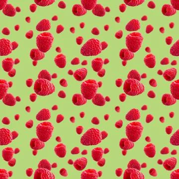 Seamless pattern with raspberry. Berries abstract background. Raspberry pattern Stock Photos