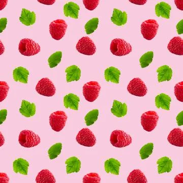 Seamless pattern with raspberry. Berries abstract background. Raspberry pattern 스톡 사진