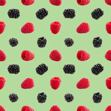 Seamless pattern with raspberry. Berries abstract background. Raspberry pattern 스톡 사진