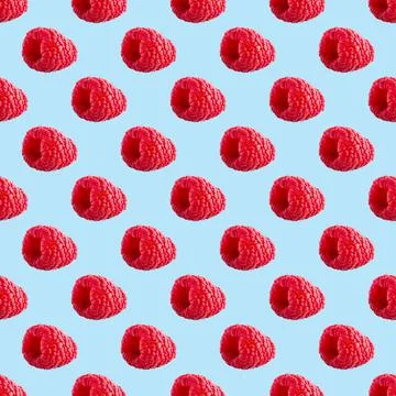 Seamless pattern with raspberry. Berries abstract background. Raspberry pattern Stock Photos
