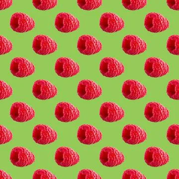 Seamless pattern with raspberry. Berries abstract background. Raspberry pattern Stock Photos