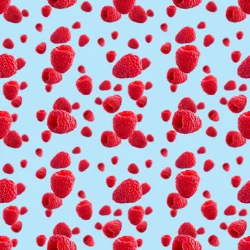 Seamless pattern with raspberry. Berries abstract background. Raspberry pattern Stock Photos