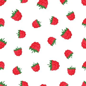 Seamless pattern of raspberry berries. Summer background with berries wallp.. Stock Illustration