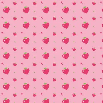 Seamless pattern with raspberry fresh fruit. Healthy vitamin nutrition wallpaper Stock Illustration