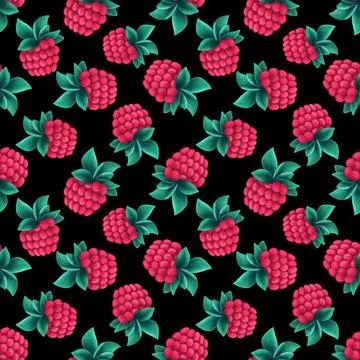 Seamless pattern with raspberry Stock Illustration