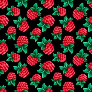 Seamless pattern with raspberry Stock Illustration