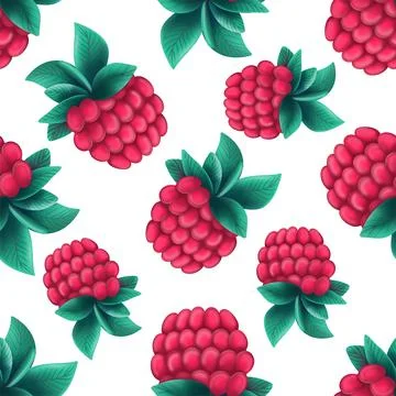 Seamless pattern with raspberry Stockillustratie