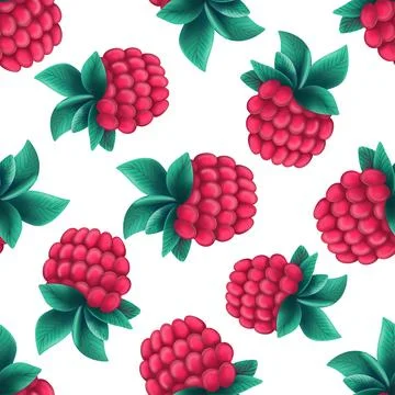 Seamless pattern with raspberry Stock Illustration