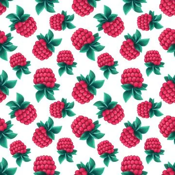 Seamless pattern with raspberry Stock Illustration