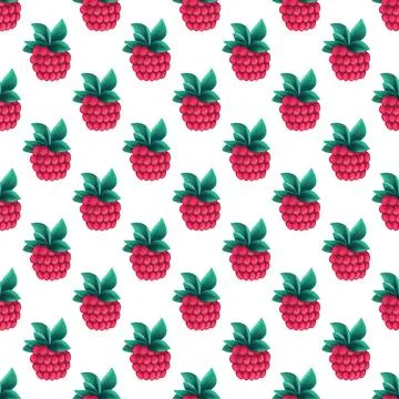 Seamless pattern with raspberry Stock Illustration