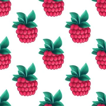 Seamless pattern with raspberry Stock Illustration