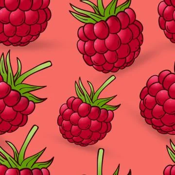 Seamless pattern of raspberry on pink Stock Illustration